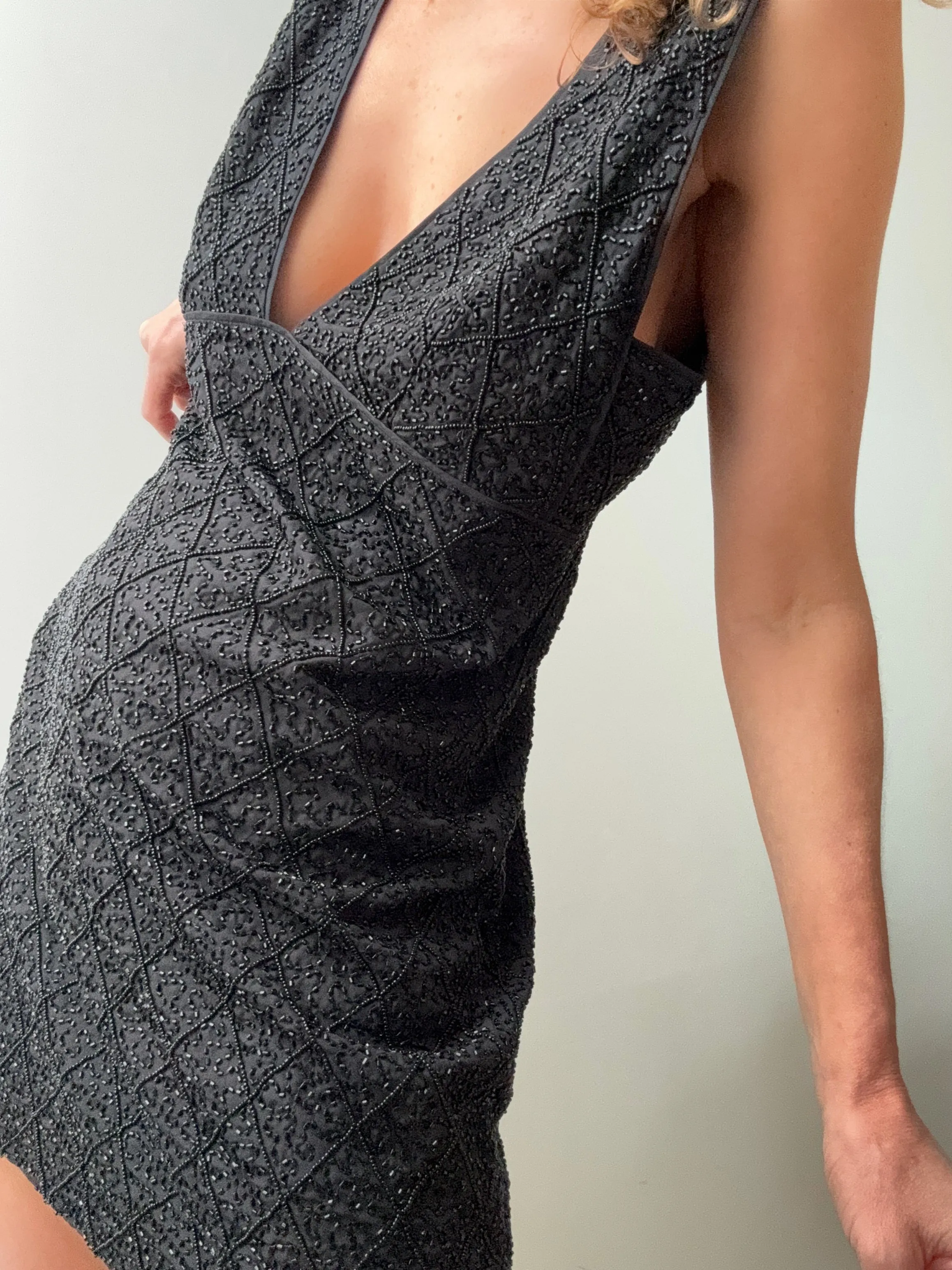 Massimo Dutti Black Beaded dress