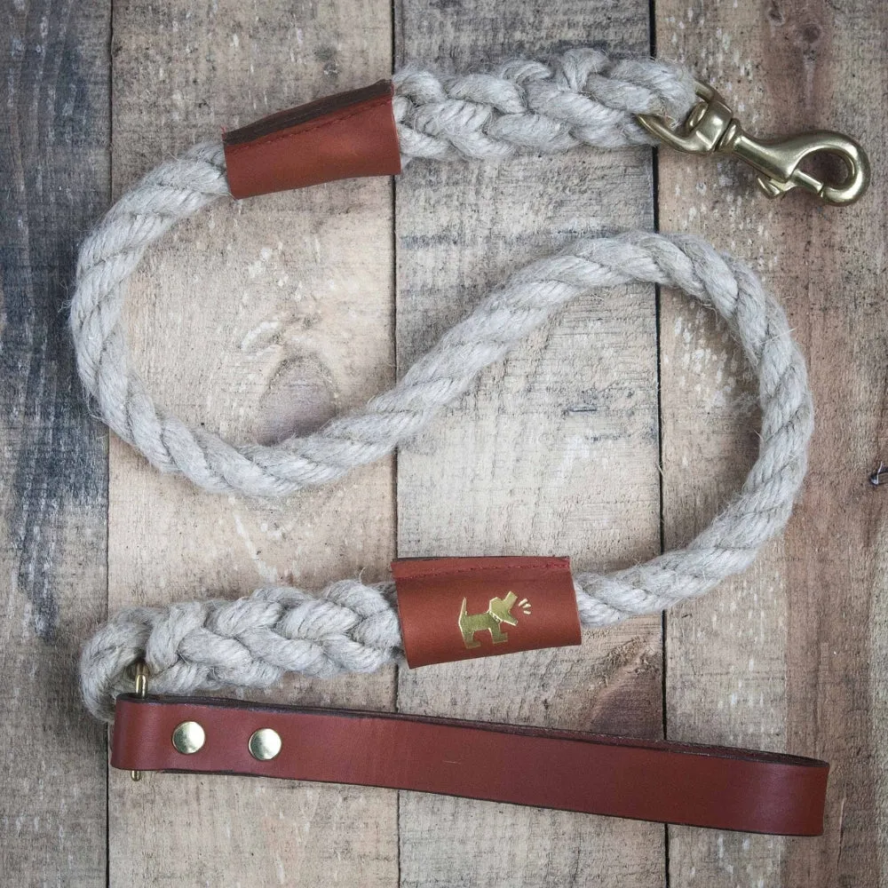 Master Ropemakers X Creature Clothes Leather Handled Rope Dog Lead