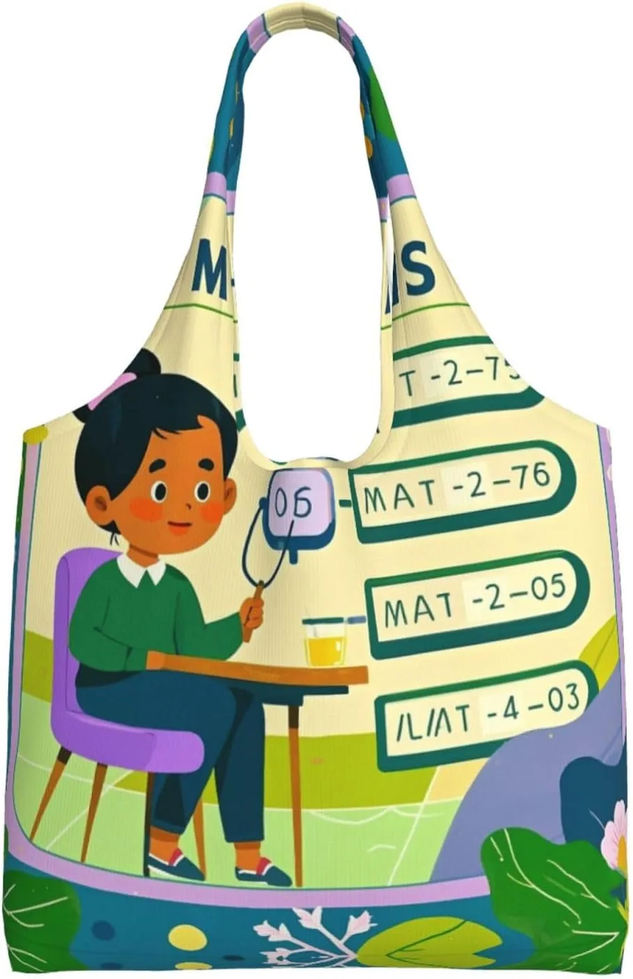 Math Lesson Word Print Women's Canvas Handbag,Sturdy Cotton Handbag With Patterned Shoulder Bag