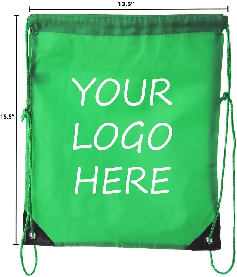 Mato & Hash Custom Bags With Your Logo | Promotional Bulk Drawstring Backpack - 500PK Forest Green CE2500