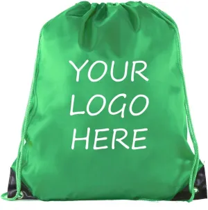 Mato & Hash Custom Bags With Your Logo | Promotional Bulk Drawstring Backpack - 500PK Forest Green CE2500