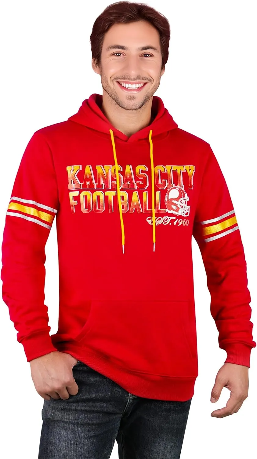 Mens City Football Athletic Fleece Hoodies Pullover Stripes Sweatshirts