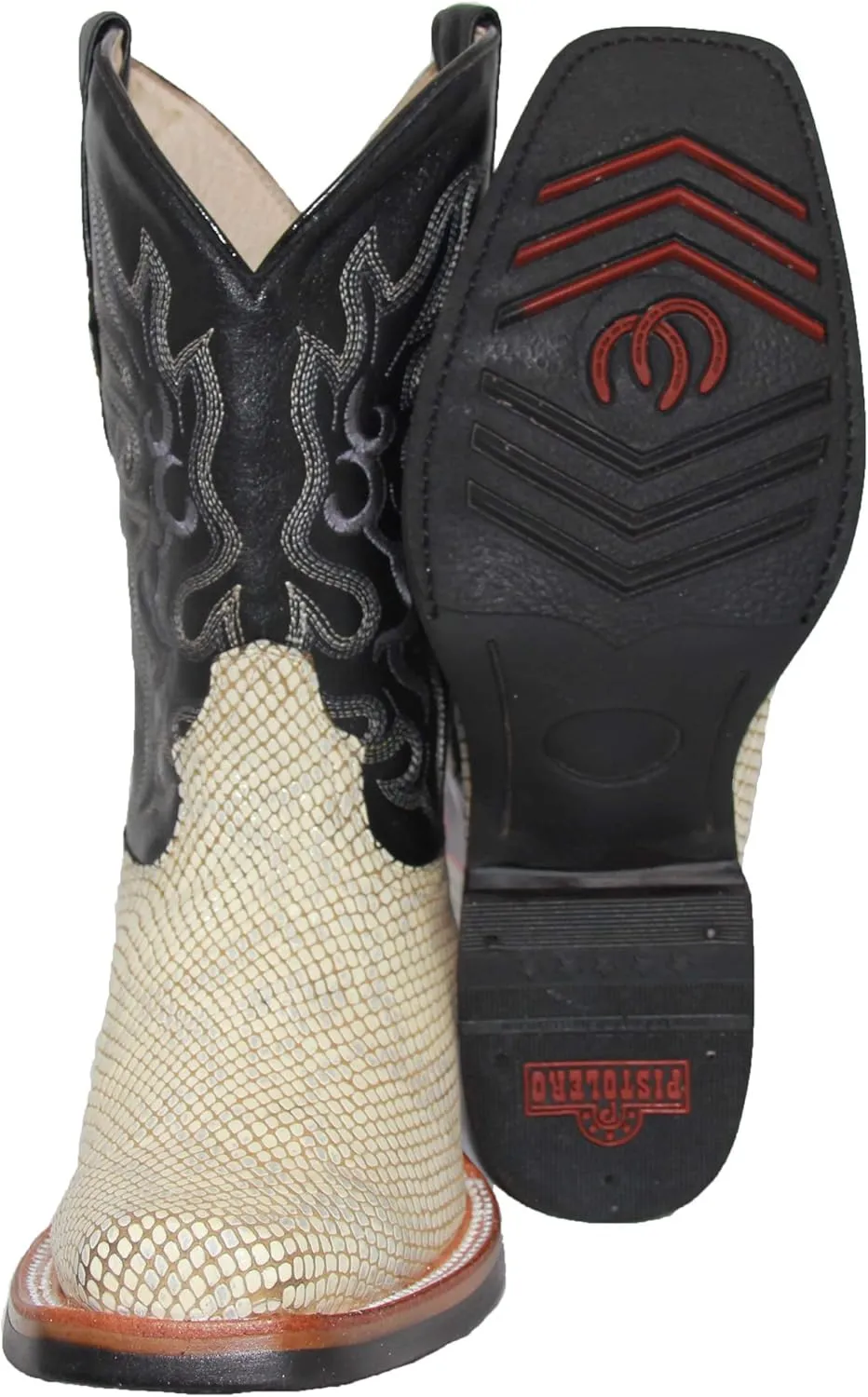 Mens Genuine Leather Snake Print Snakeskin Design Square Toe Cowboy Western Boot