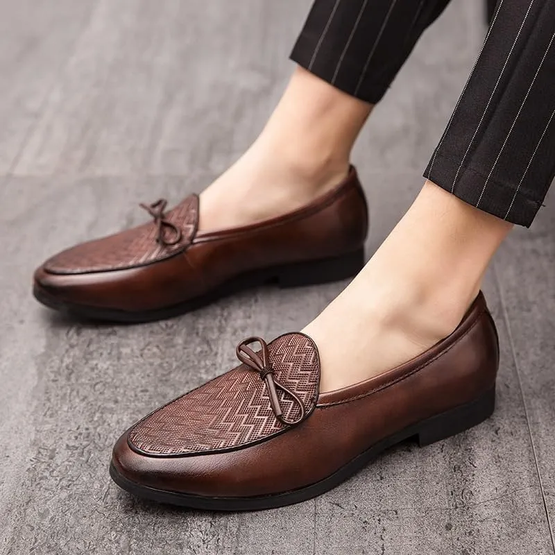 Men's Luxury Dress Shoes Formal Business Slip On Leather Oxfords Double Buckle Brogue Oxfords for Men