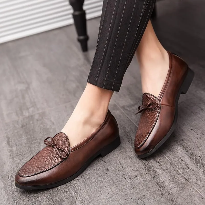 Men's Luxury Dress Shoes Formal Business Slip On Leather Oxfords Double Buckle Brogue Oxfords for Men