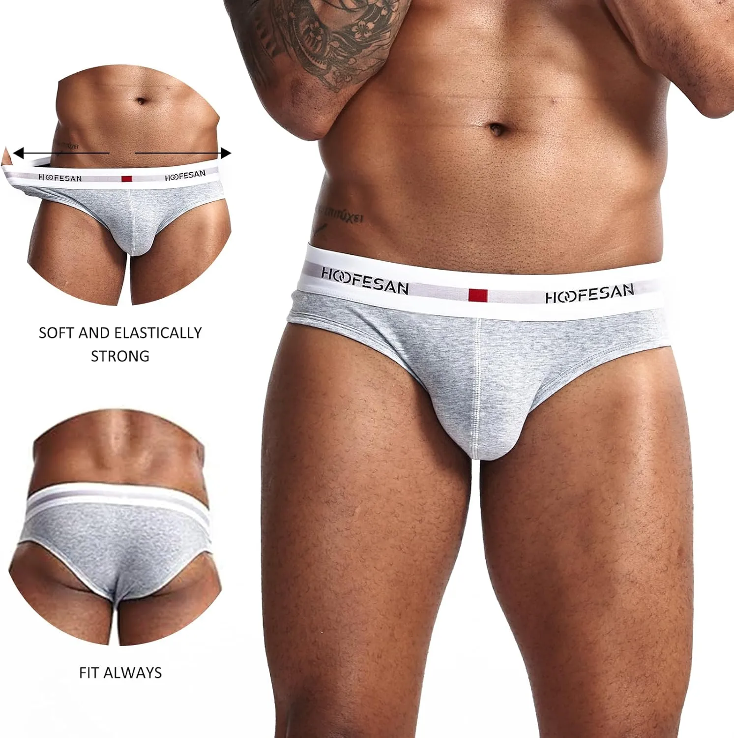 Mens Underwear Briefs Pack Stretch Cotton Low Rise Briefs for Men Wide Waistband Multipack