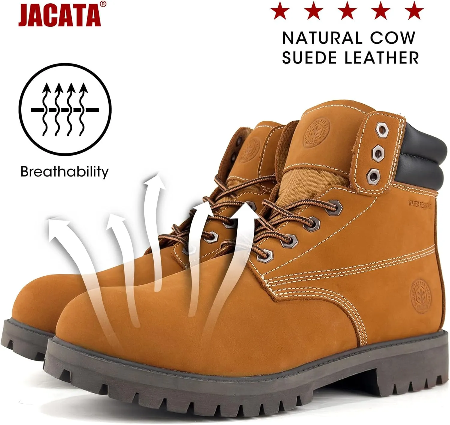 Men's Water Resistant Leather Work Boot Rubber Sole Construction Oil Resistant Utility Industrial Boots