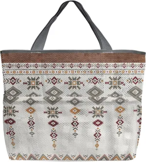 Mesh Beach Bag Oversized Tote Bags for Women Boho Abstract Geometric Aztec Ethnic Style Large Travel Pool Bags Toy Tote Bags