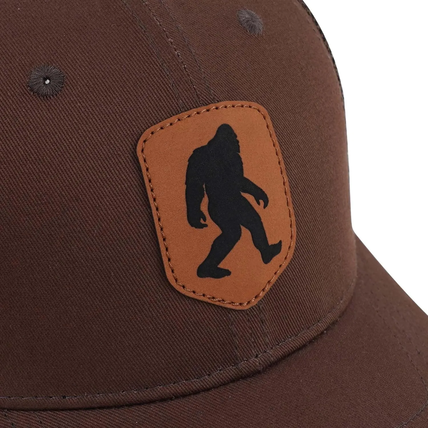 Mesh Bigfoot Hat Leather Cap for Men- Great Snapback Closure Sasquatch Hat for Hunting & Hiking