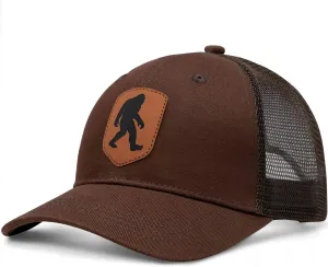 Mesh Bigfoot Hat Leather Cap for Men- Great Snapback Closure Sasquatch Hat for Hunting & Hiking