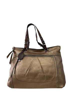 Metallic Bronze Leather Tote Bag