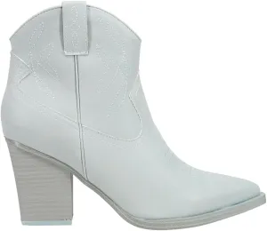 MIA Womens Sawyer Embroidered Pointed Toe Casual Boots Ankle Mid Heel 2-3" - Grey