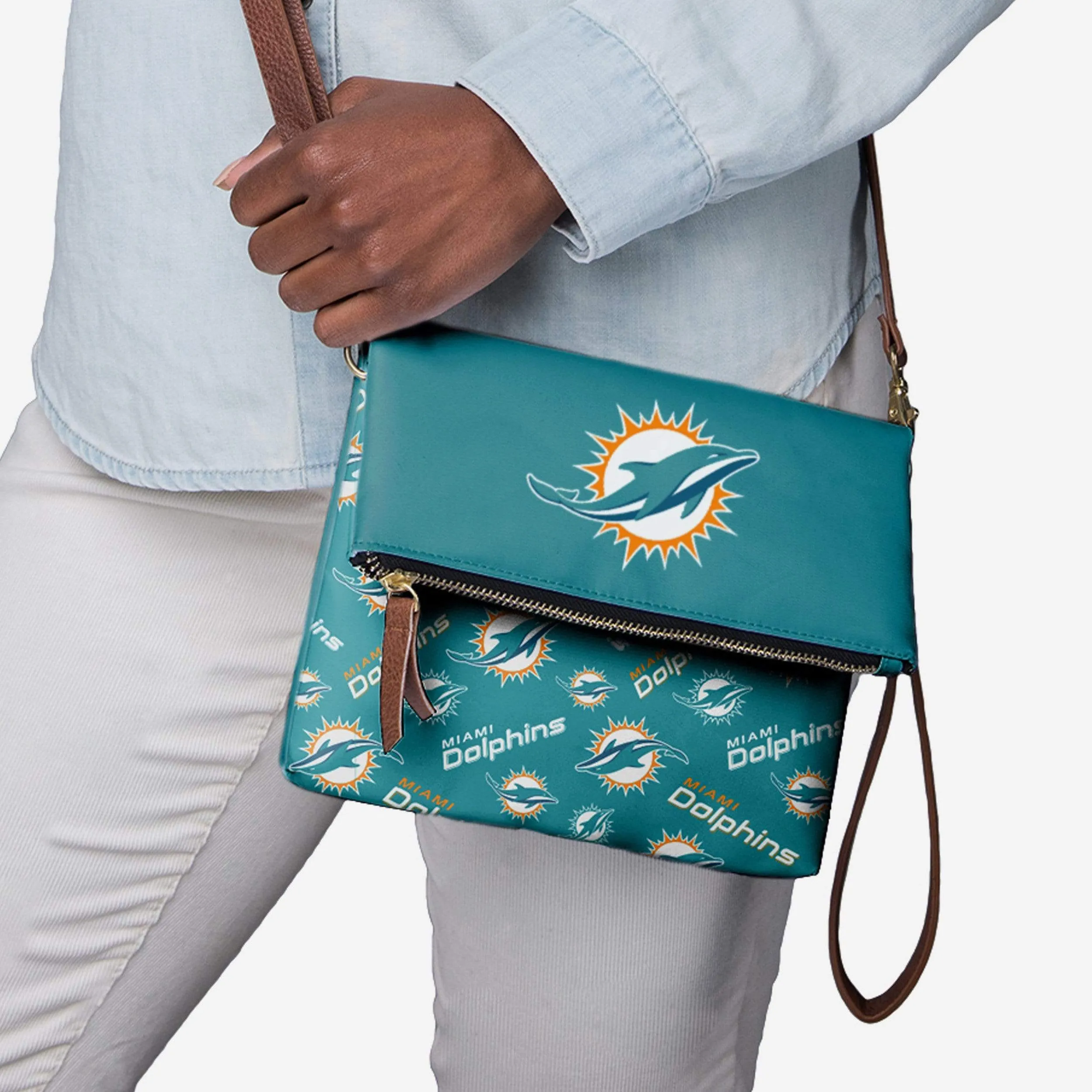 Miami Dolphins Printed Collection Foldover Tote Bag