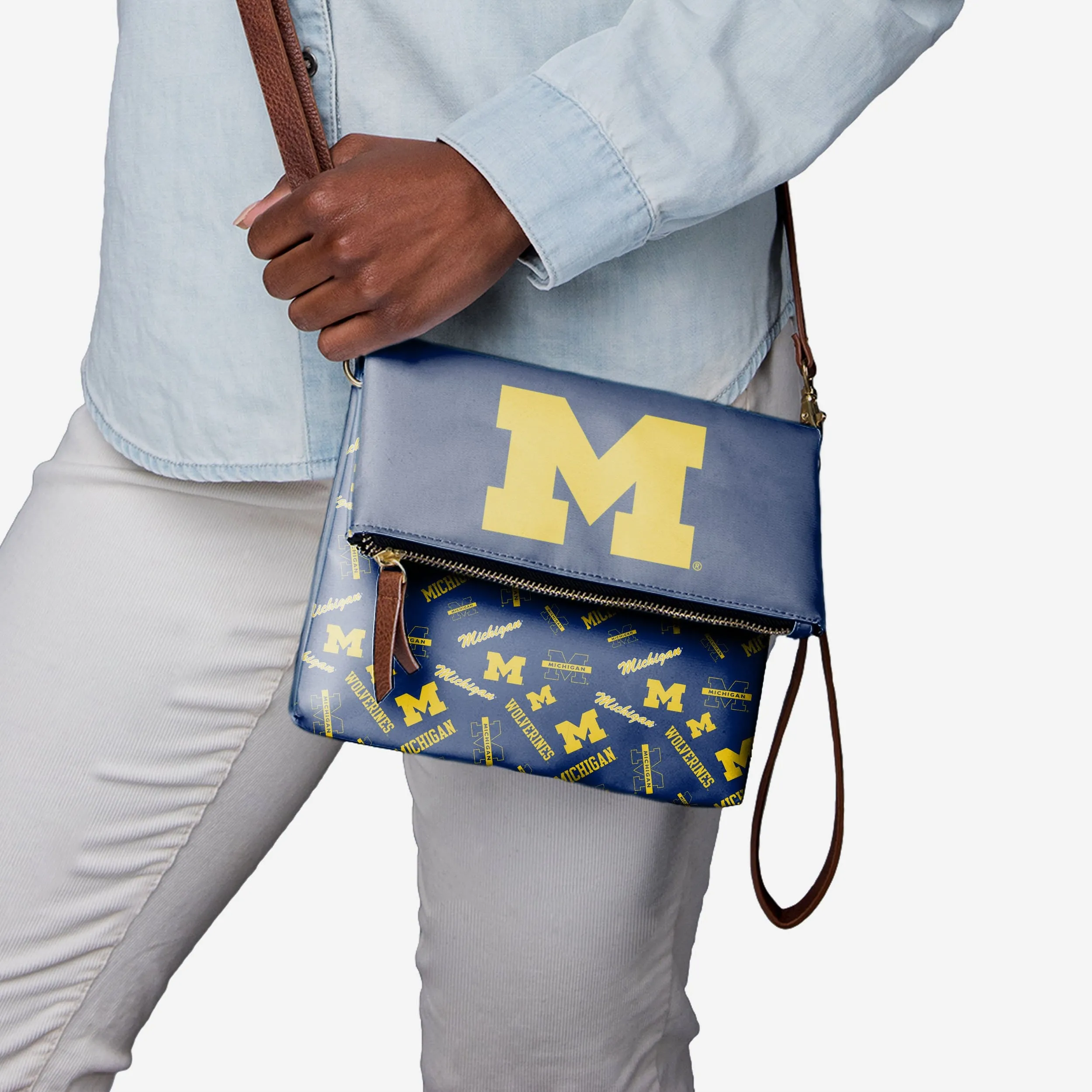 Michigan Wolverines Printed Collection Foldover Tote Bag