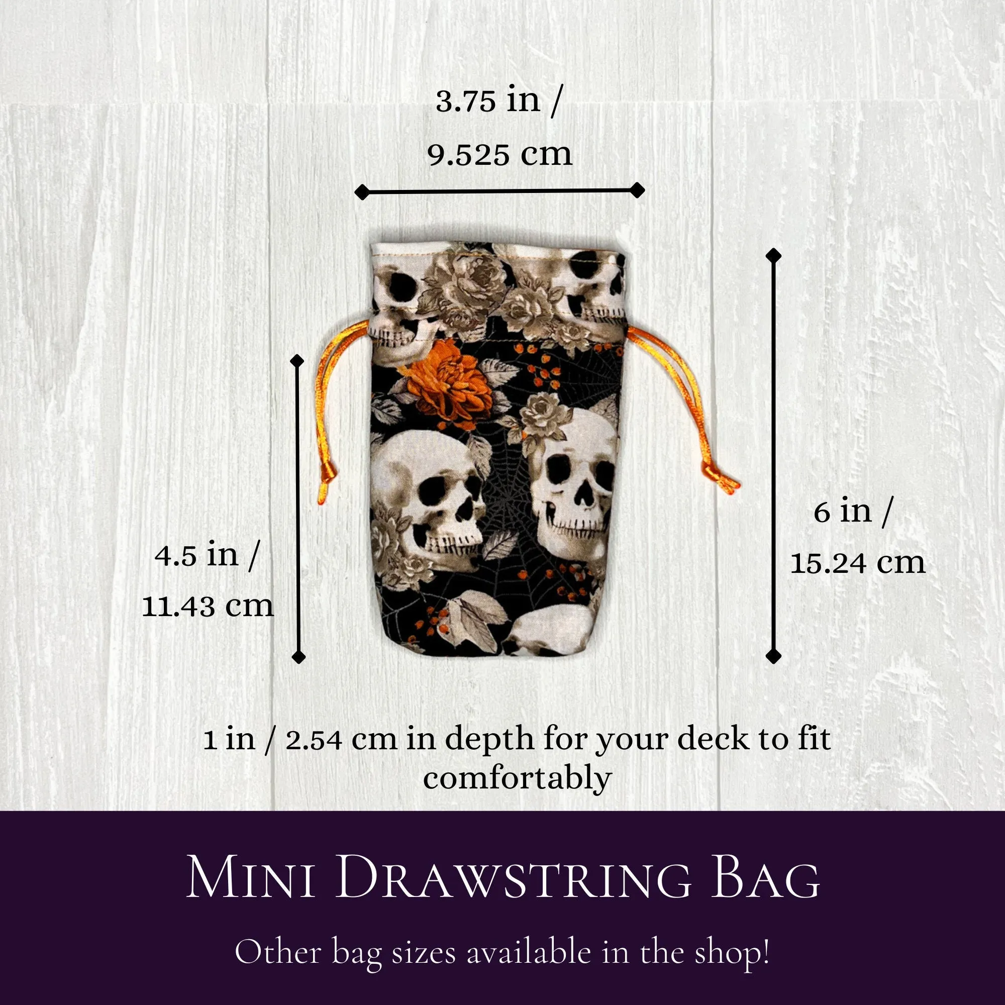 Mini Orange Skulls Tarot Deck Bag