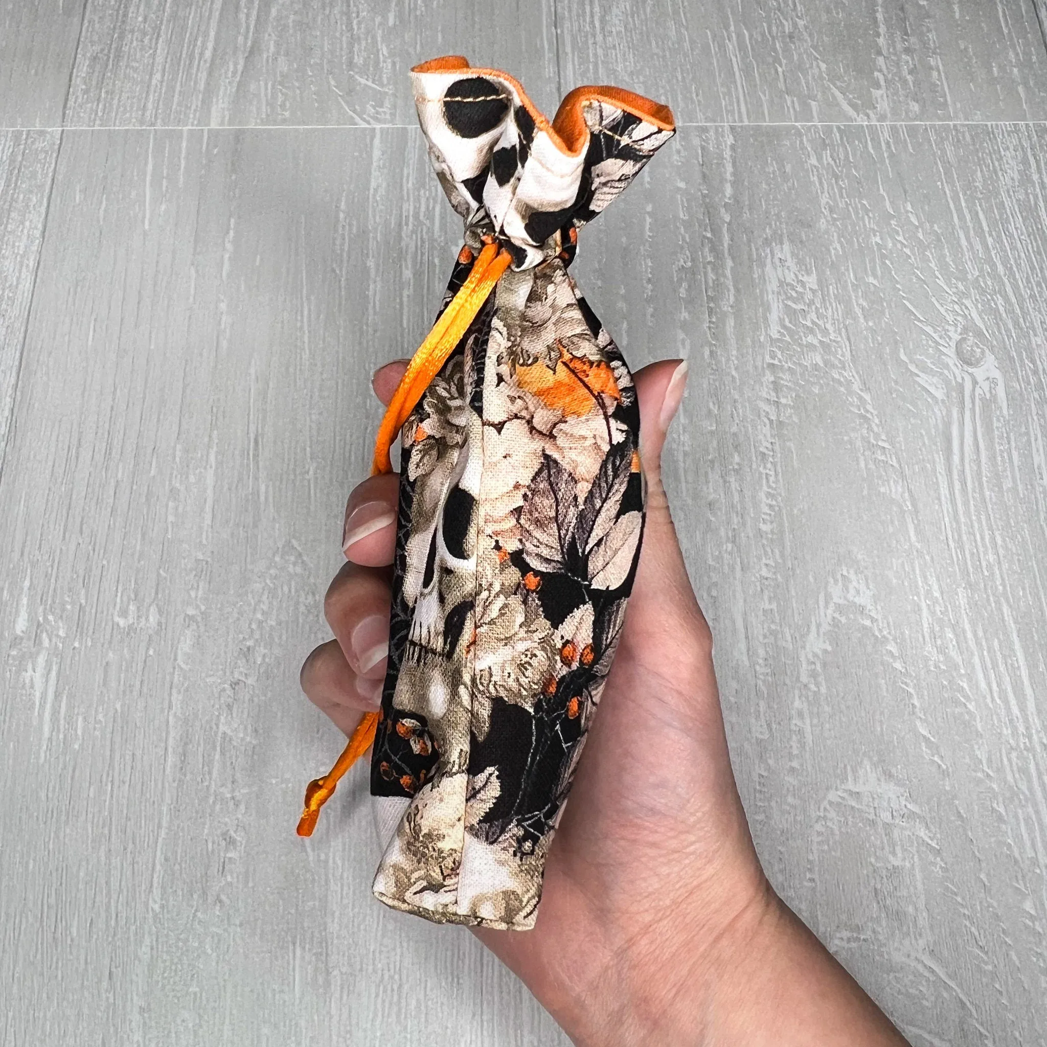 Mini Orange Skulls Tarot Deck Bag