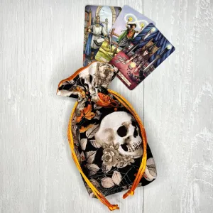 Mini Orange Skulls Tarot Deck Bag