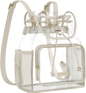Missnine Clear Backpack for Stadium Events, Thick PVC Mini Clear Bag Stadium Approved for Concert Work Sports Events Games Festivals Travel