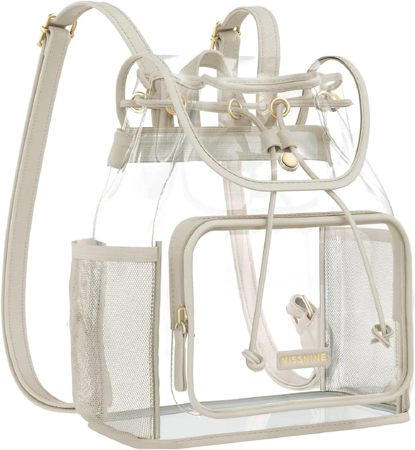 Missnine Clear Backpack for Stadium Events, Thick PVC Mini Clear Bag Stadium Approved for Concert Work Sports Events Games Festivals Travel