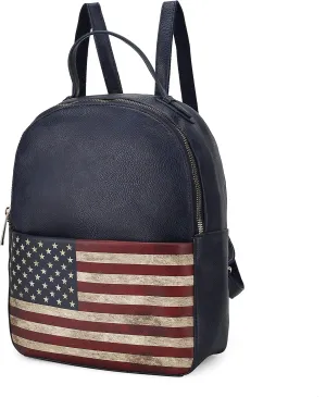 MKF Collection American Flag Backpack for Women, Vegan Leather Patriotic Bookbag Top-Handle American Pride Travel Daypack