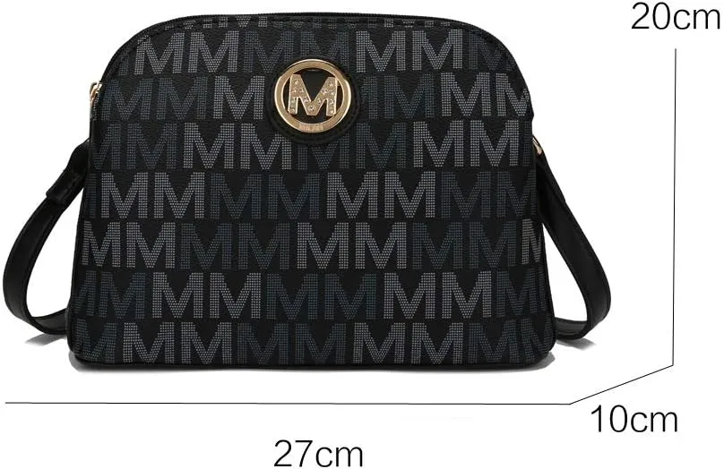 MKF Collection Signature Crossbody bag for women, Vegan leather Shoulder bag Zipper closure Messenger Handbag Purse By Mia K
