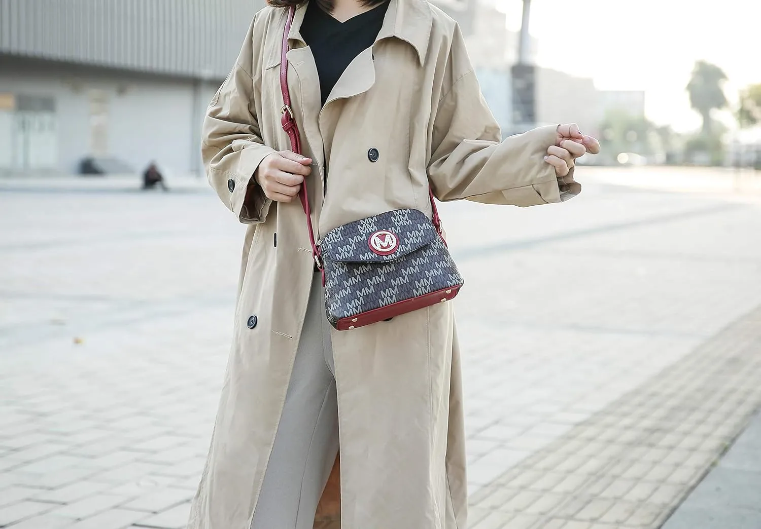 MKF Collection Signature Crossbody bag for women, Vegan leather Shoulder bag Zipper closure Messenger Handbag Purse By Mia K