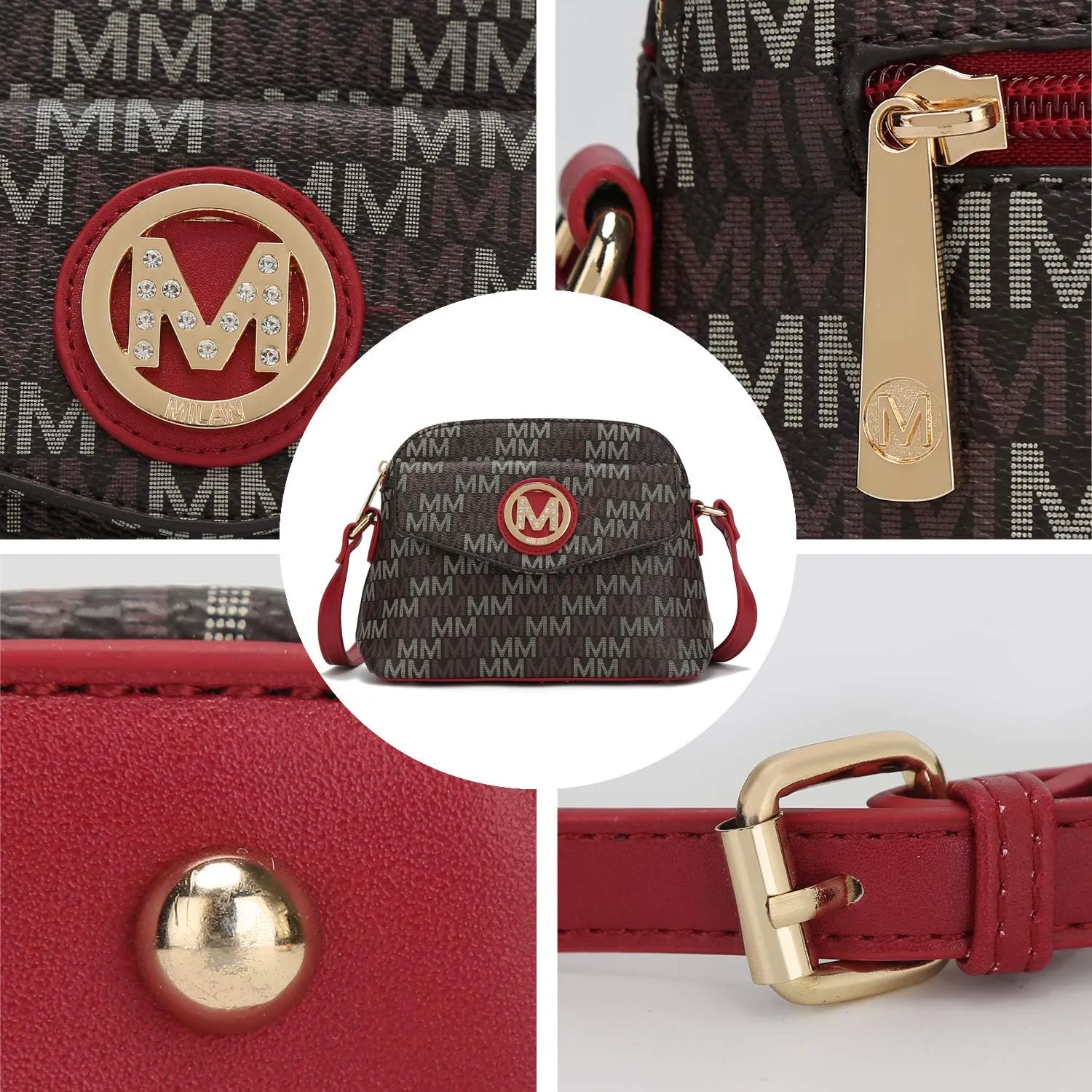 MKF Collection Signature Crossbody bag for women, Vegan leather Shoulder bag Zipper closure Messenger Handbag Purse By Mia K