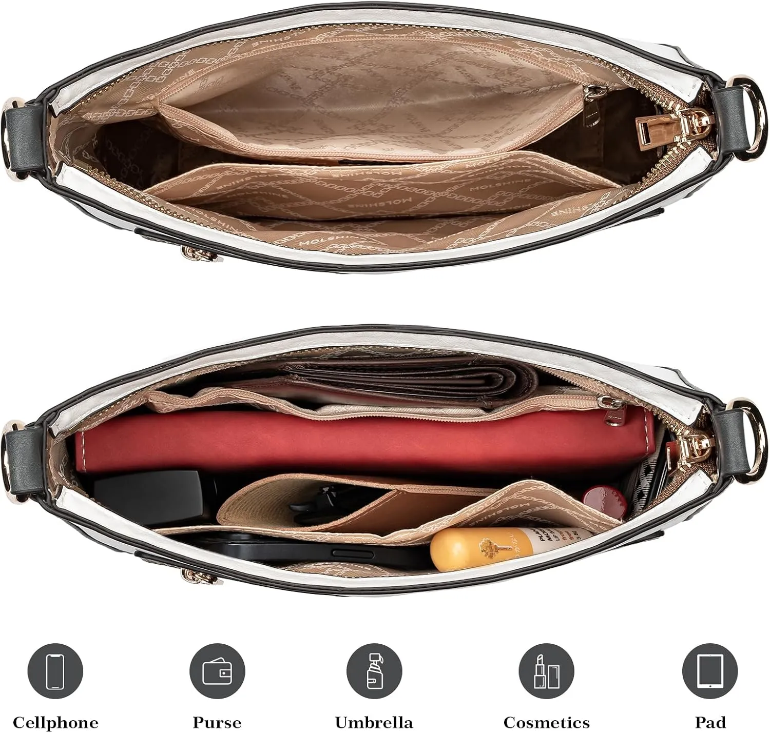 molshine Crossbody Bags for Women, PU Leather Shoulder Handbag with Adjustable Wide Strap DLK0061