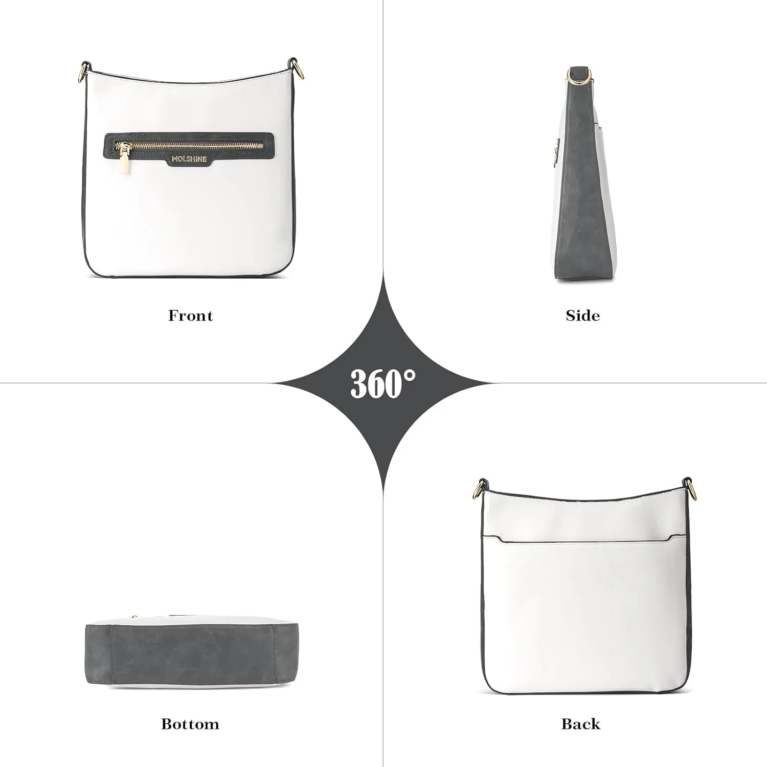 molshine Crossbody Bags for Women, PU Leather Shoulder Handbag with Adjustable Wide Strap DLK0061