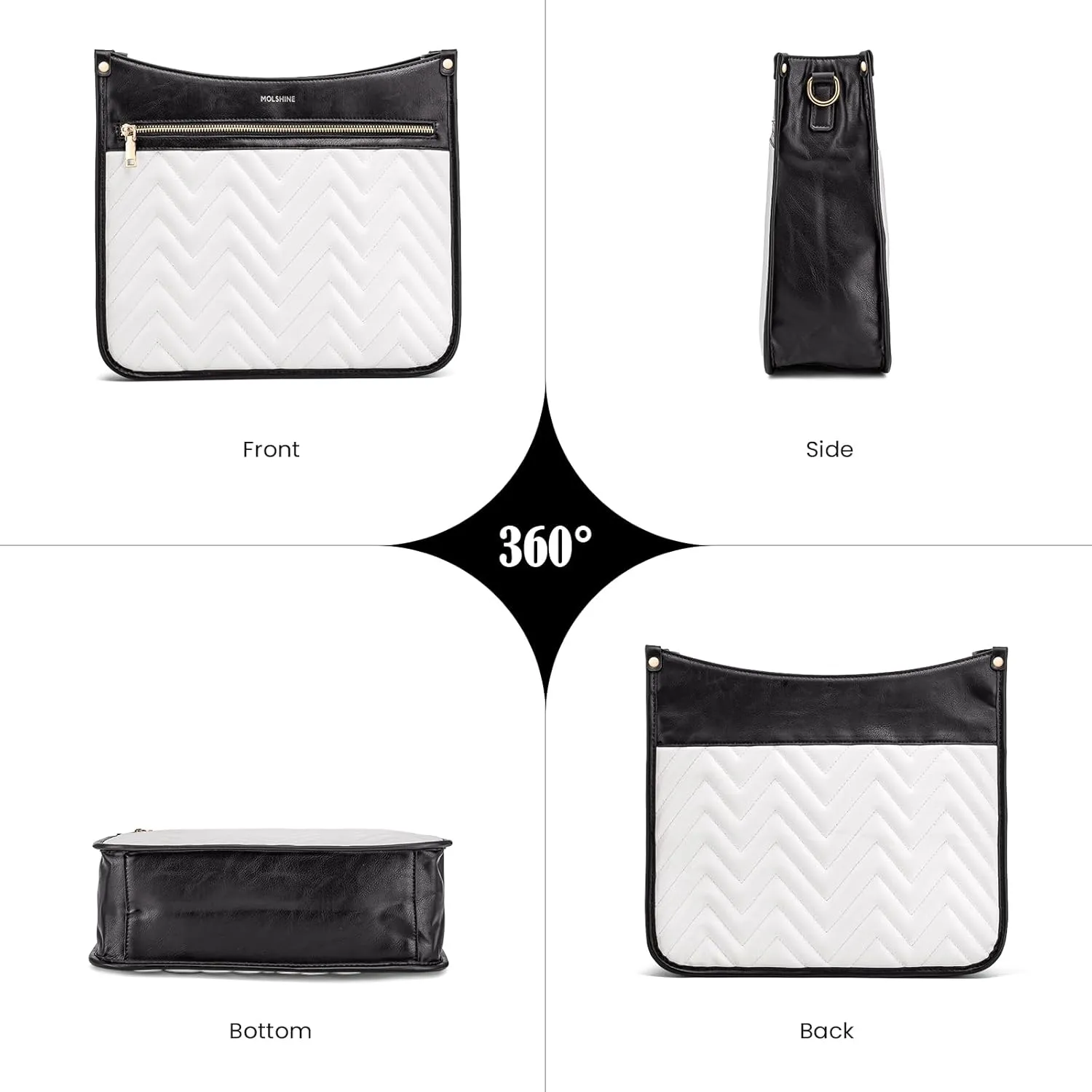 molshine Quilted Crossbody Bags for Women, Medium PU Leather Crossbody Shoulder Handbag with Adjustable Wide Strap DLK0039