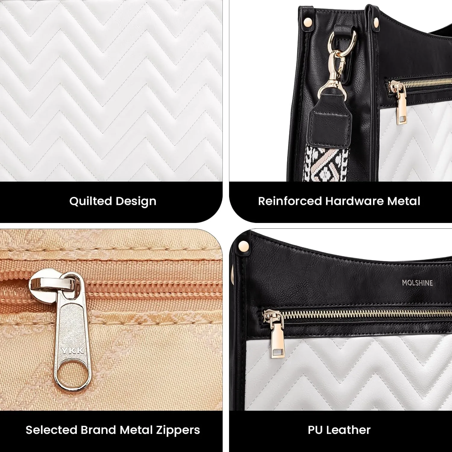 molshine Quilted Crossbody Bags for Women, Medium PU Leather Crossbody Shoulder Handbag with Adjustable Wide Strap DLK0039