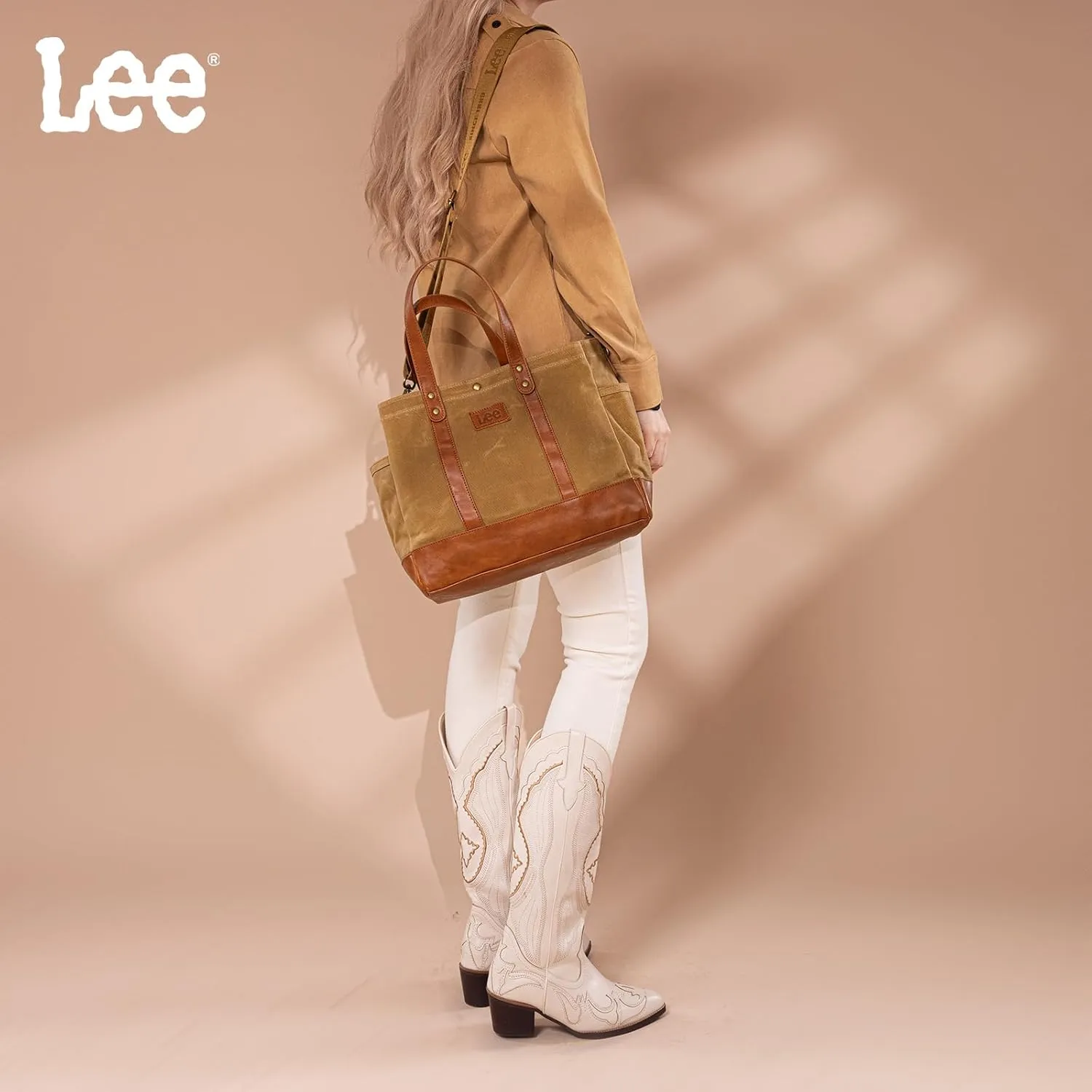 Montana West x Lee Tote Bag for Women Waxed Canvas Shoulder Handbags Crossbody Bag with Adjustable Strap