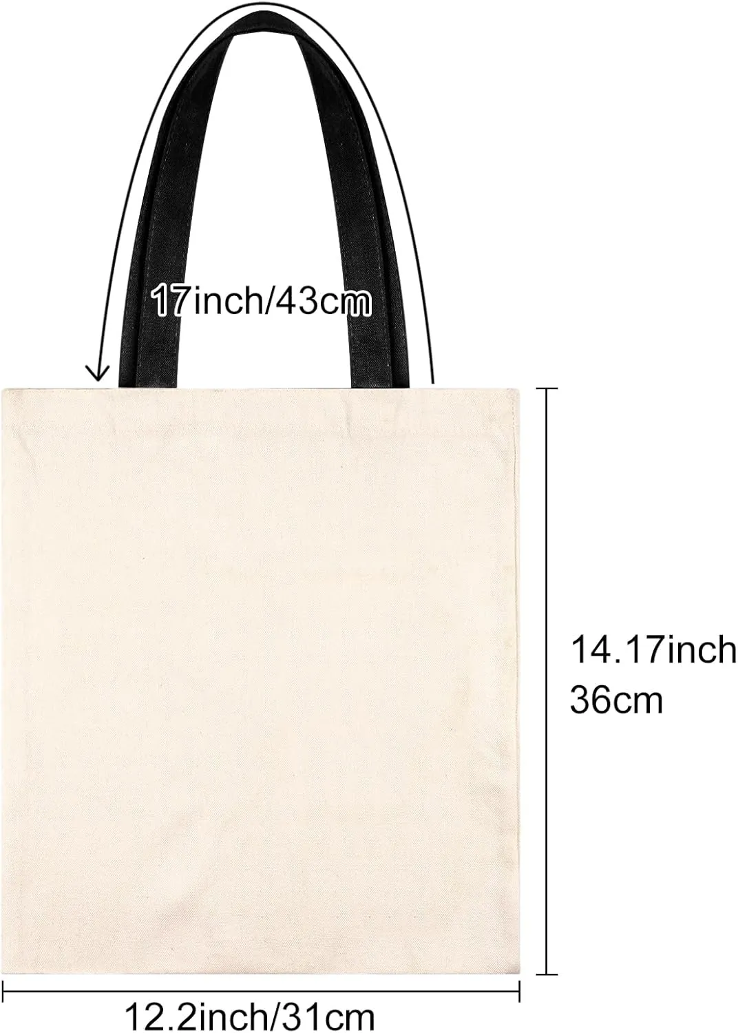 Morcheiong 6 Pack Cotton Tote Bag Blank Canvas Bag Reusable Grocery Shopping Bags, Suitable for DIY Craft, Grocery, Shopping, Drawing, Promotion, Gift, Advertising, Activity (Black/Natural)