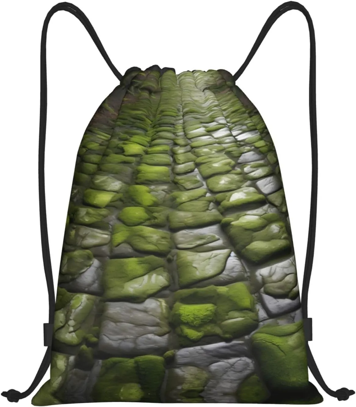 Moss Stone Pavement Waterproof Drawstring Gym Backpack Bag For Men&Women,Sport Gym Sack Travel Daypack,Personalized