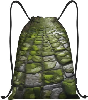 Moss Stone Pavement Waterproof Drawstring Gym Backpack Bag For Men&Women,Sport Gym Sack Travel Daypack,Personalized