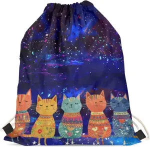 Mumeson Cat Starry Sky Backpack Cinch Sack String Travel Drawstring Bag Storage Pouch Pig Gifts for Women Girls Kids