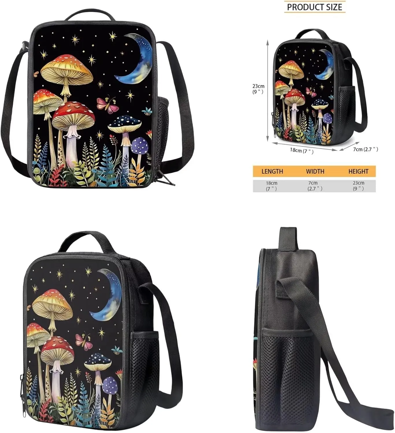 Mushroom Backpacks With Lunchboxes for Girls Elementary Students Travel Backpack Shoulder Bag with Adjustable Strap Side Pocket Can Be Used in All Kinds of Occasion