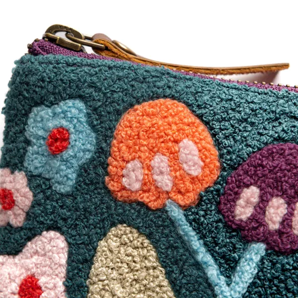 Mushroom Embroidered Zipper Pouch