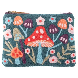 Mushroom Embroidered Zipper Pouch