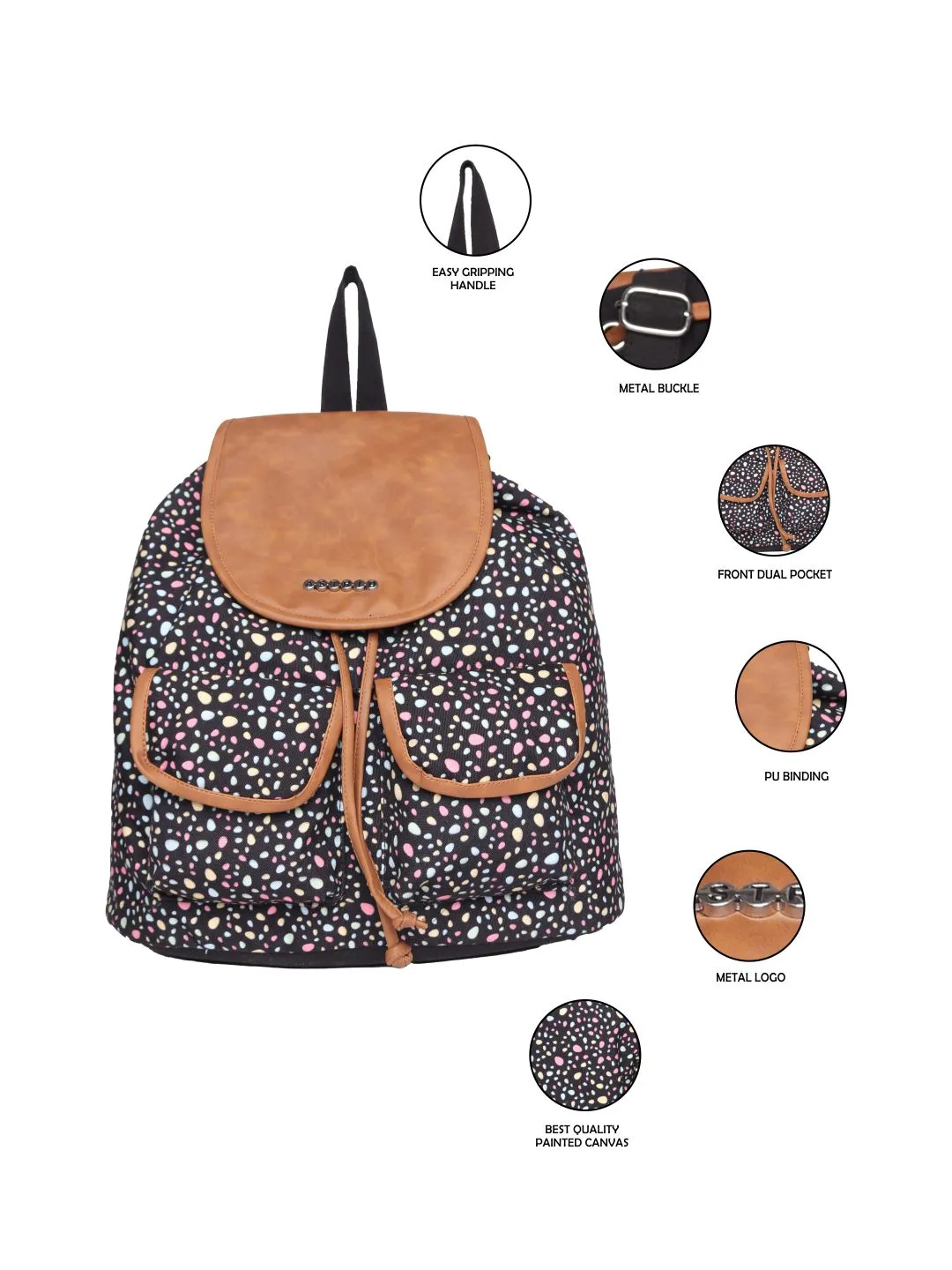 Muulti Color Polycanvas Girls Backpack Medium Size