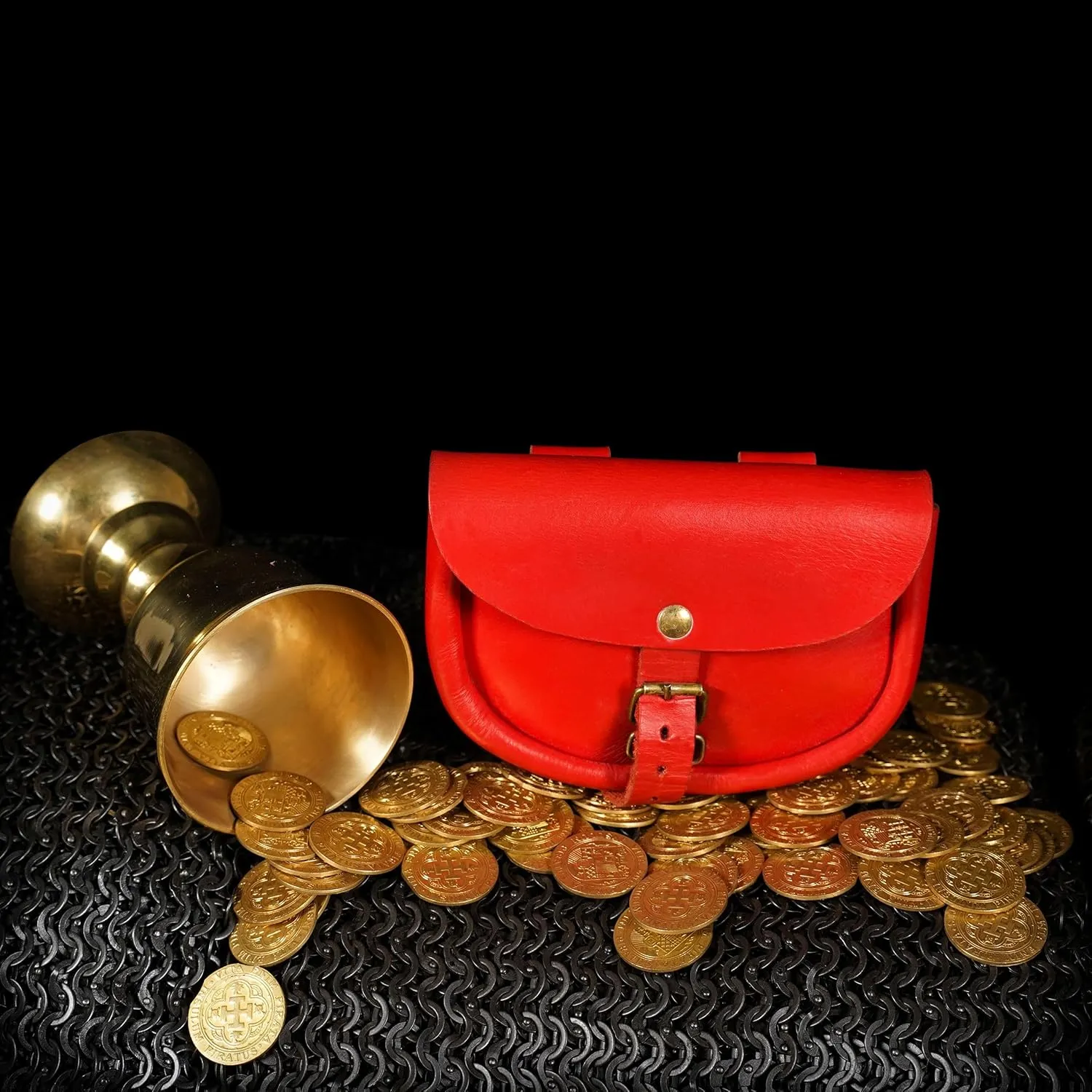 Mythrojan Handmade Medieval Leather Belt Bumbag Pouch Purse for Weekend Events and Festivals