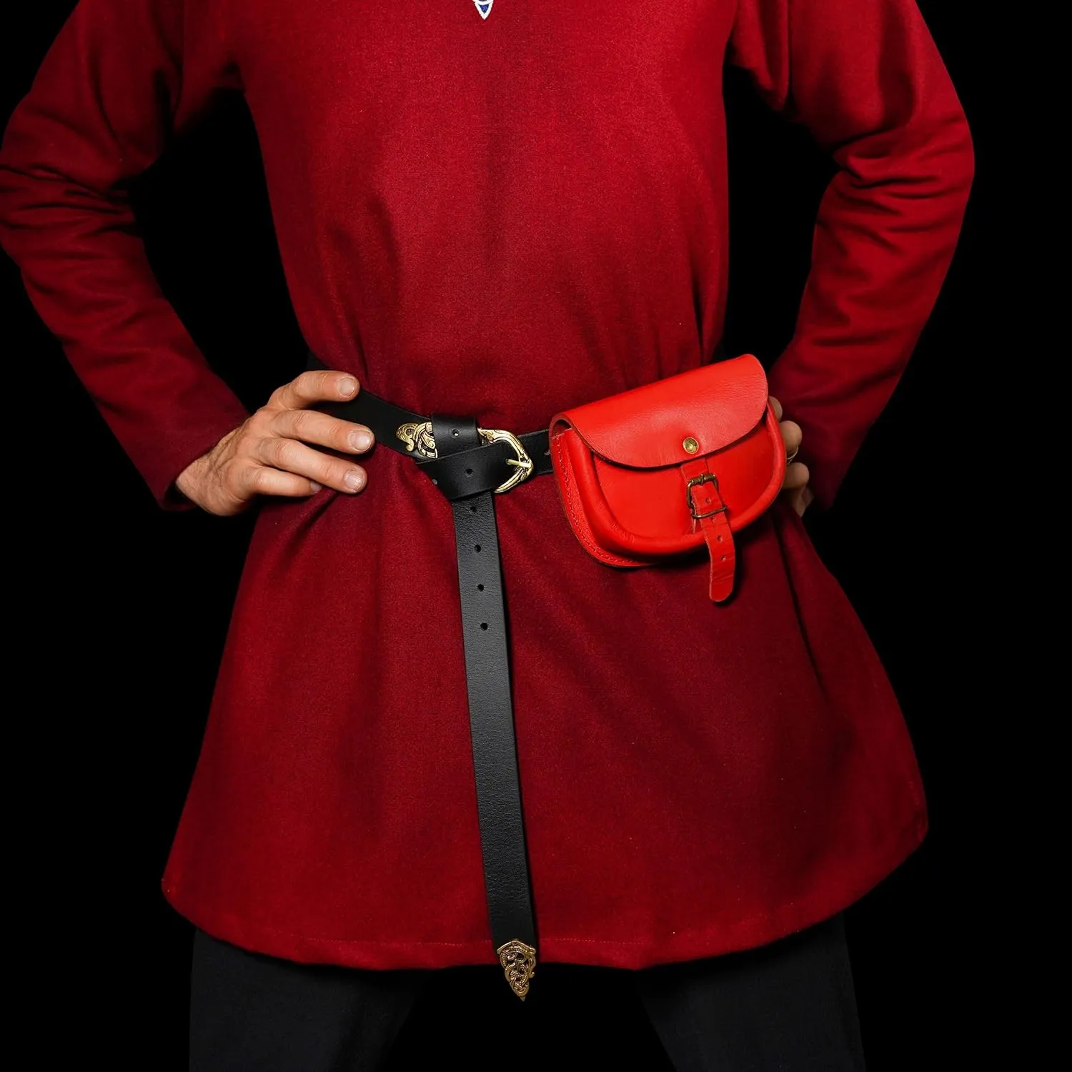 Mythrojan Handmade Medieval Leather Belt Bumbag Pouch Purse for Weekend Events and Festivals