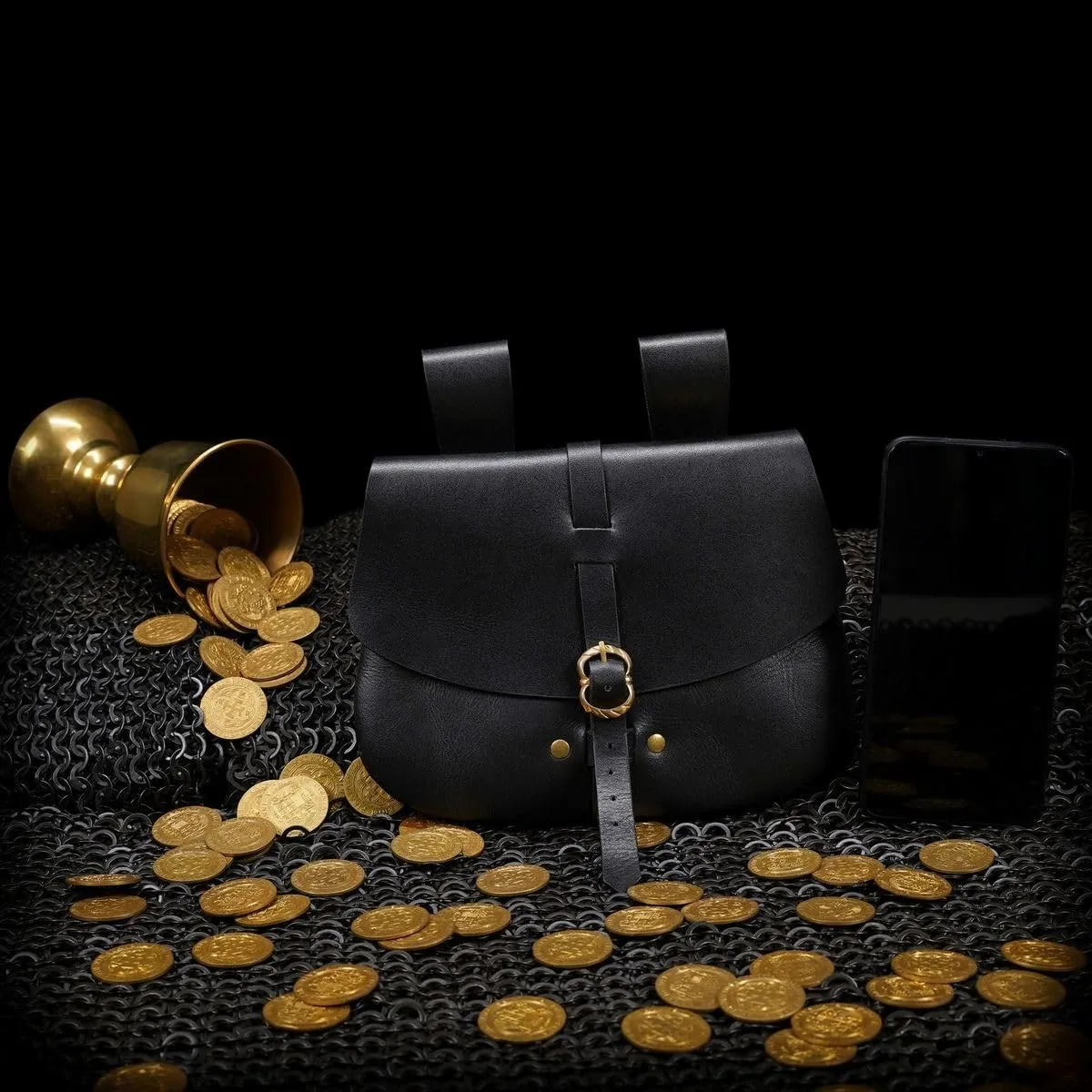 Mythrojan Late Medieval Belt Bag, Ideal for SCA Renaissance LARP Reenactment & Ren Fair