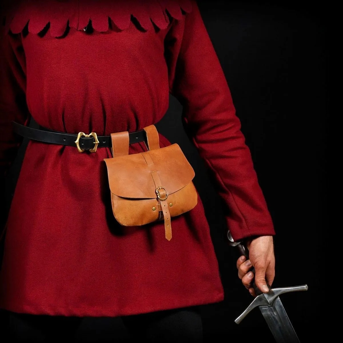 Mythrojan Late Medieval Belt Bag, Ideal for SCA Renaissance LARP Reenactment & Ren Fair
