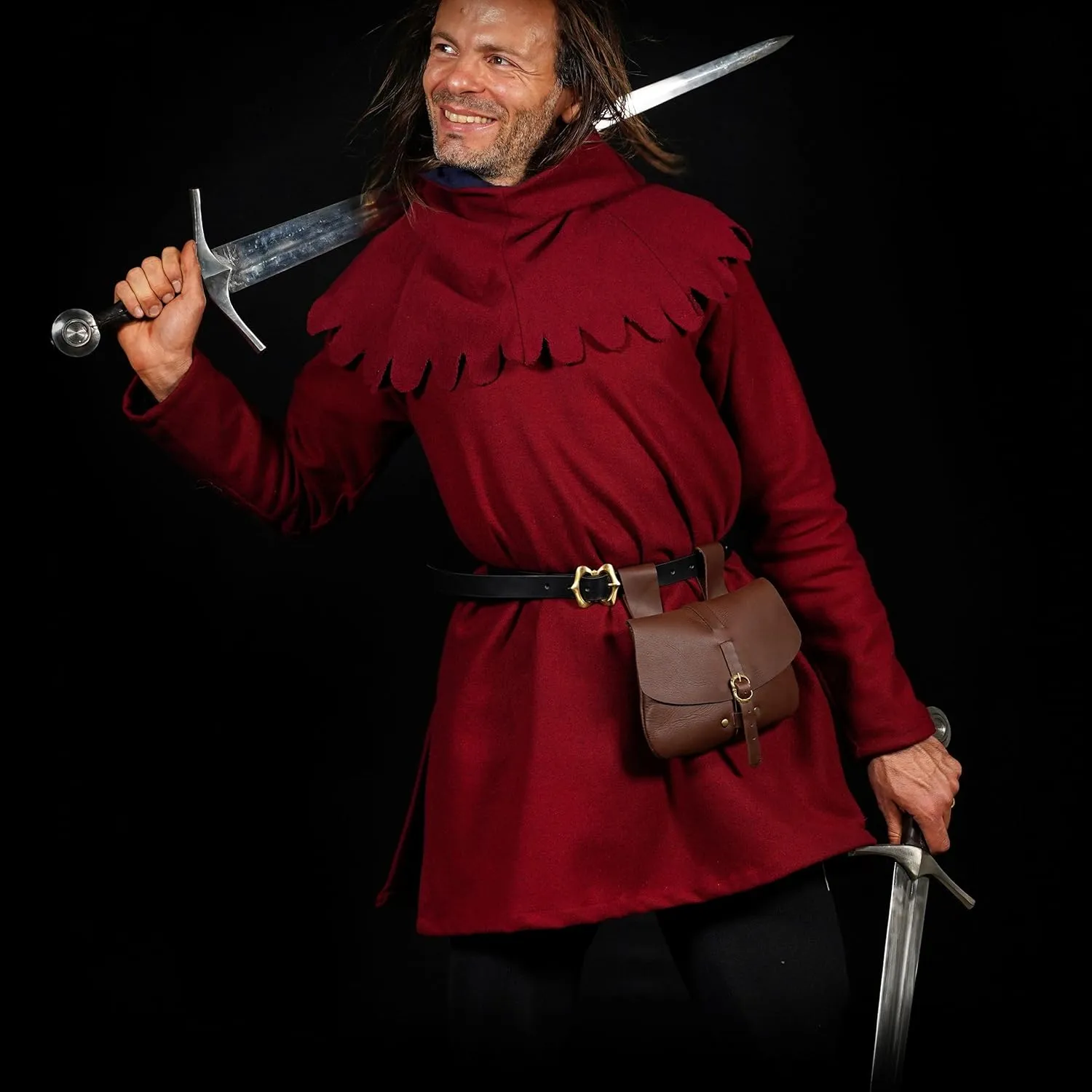 Mythrojan Late Medieval Belt Bag, Ideal for SCA Renaissance LARP Reenactment & Ren Fair