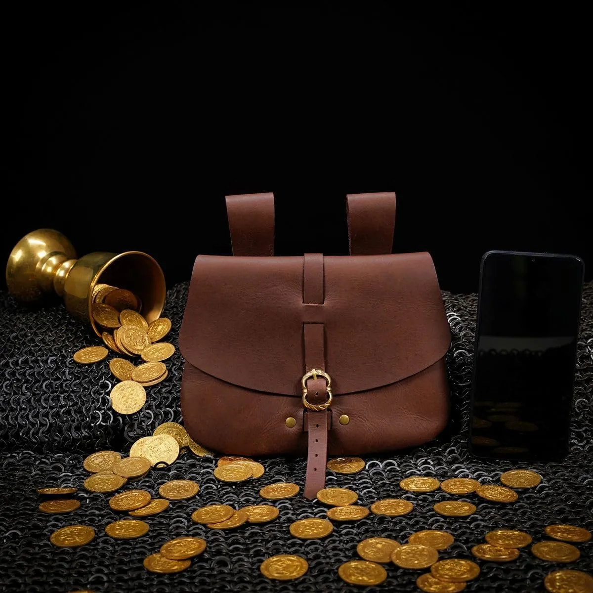 Mythrojan Late Medieval Belt Bag, Ideal for SCA Renaissance LARP Reenactment & Ren Fair