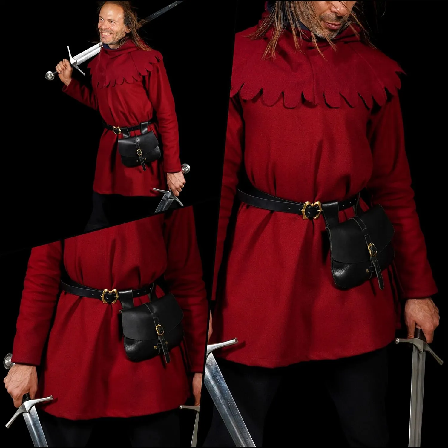 Mythrojan Late Medieval Belt Bag, Ideal for SCA Renaissance LARP Reenactment & Ren Fair