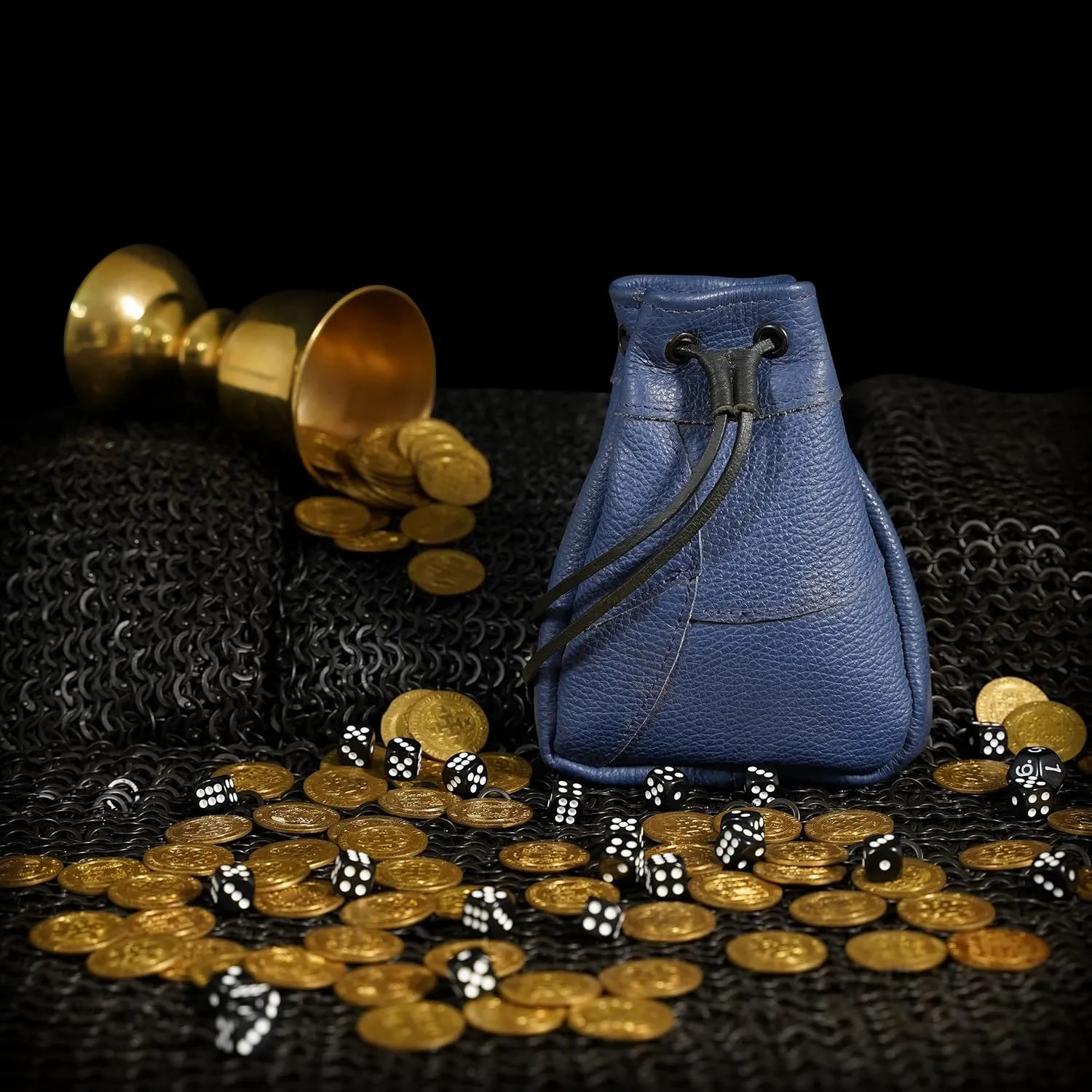 Mythrojan Medieval Drawstring Bag, Ideal for SCA LARP Reenactment & Ren fair-Full Grain Leather