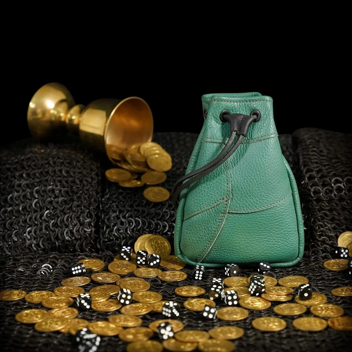 Mythrojan Medieval Drawstring Bag, Ideal for SCA LARP Reenactment & Ren fair-Full Grain Leather