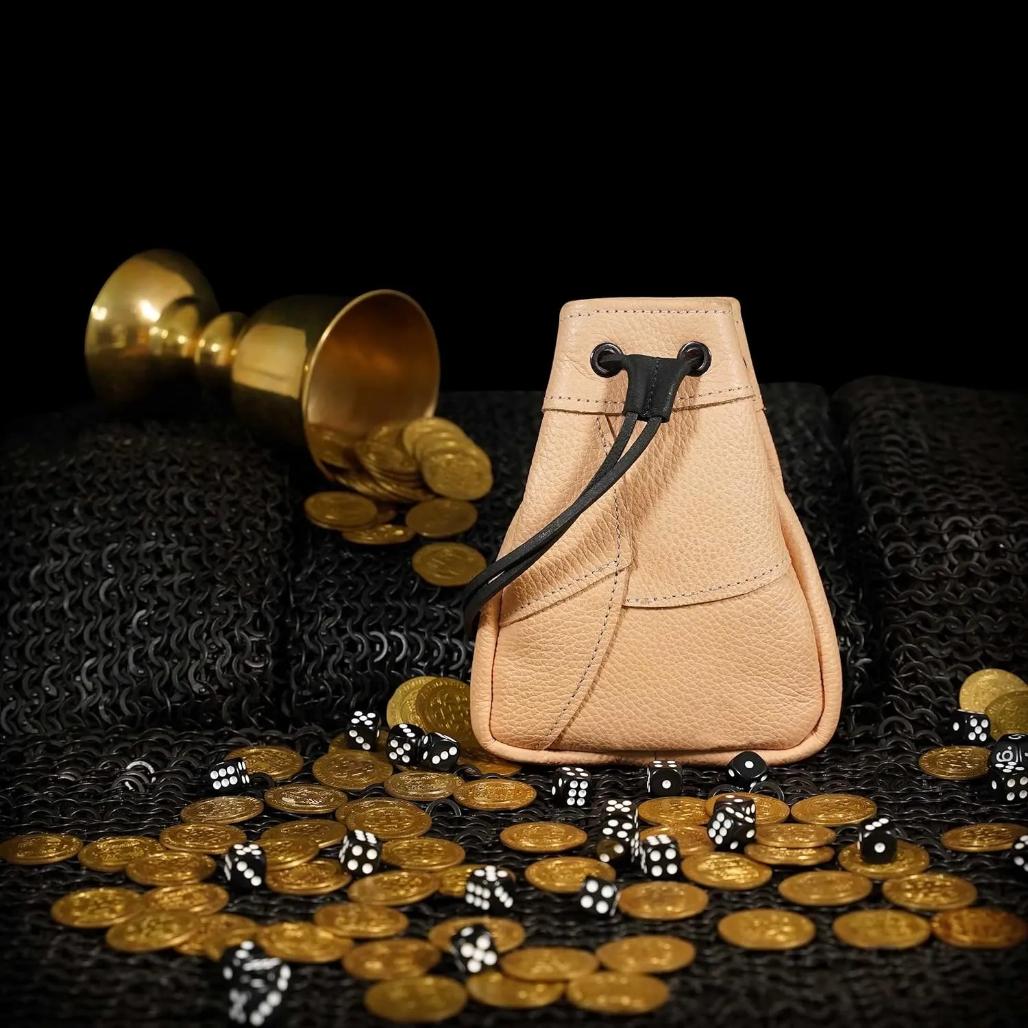 Mythrojan Medieval Drawstring Bag, Ideal for SCA LARP Reenactment & Ren fair-Full Grain Leather